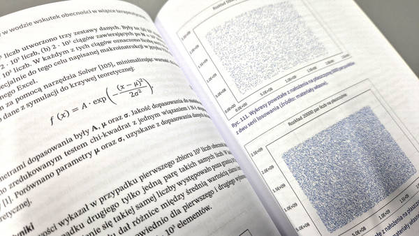 Wzory matematyczne i wykresy rozkładu liczb losowych — symulacja Monte Carlo w monografii